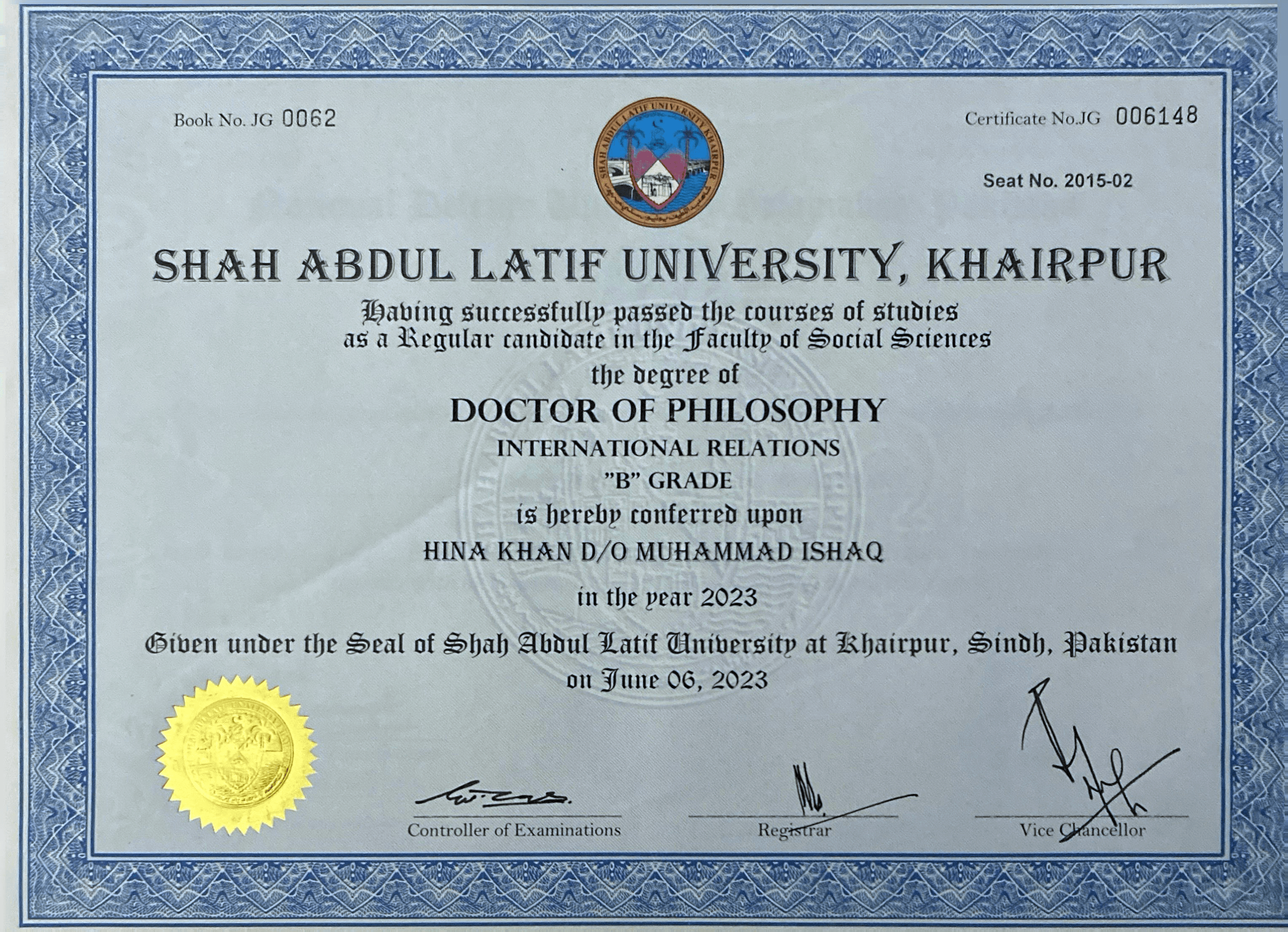 Awarded Ph.D. Doctorate